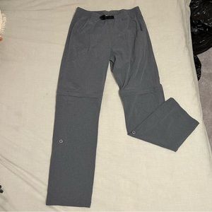 Aspen Womens Athletic Convertible Pants - Gray Zip Off Roll Up Legs